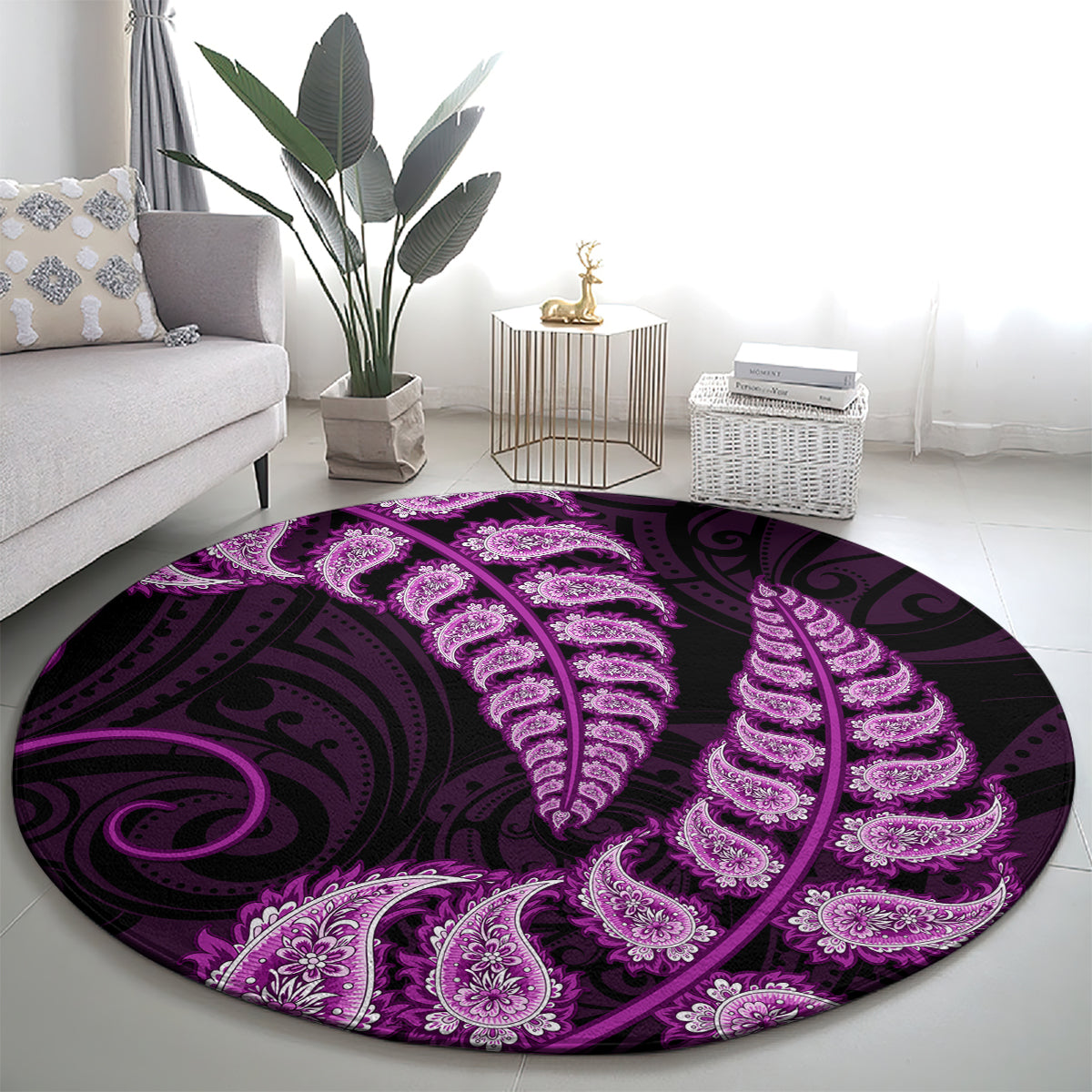 purple-new-zealand-paisley-silver-fern-round-carpet-aotearoa-maori