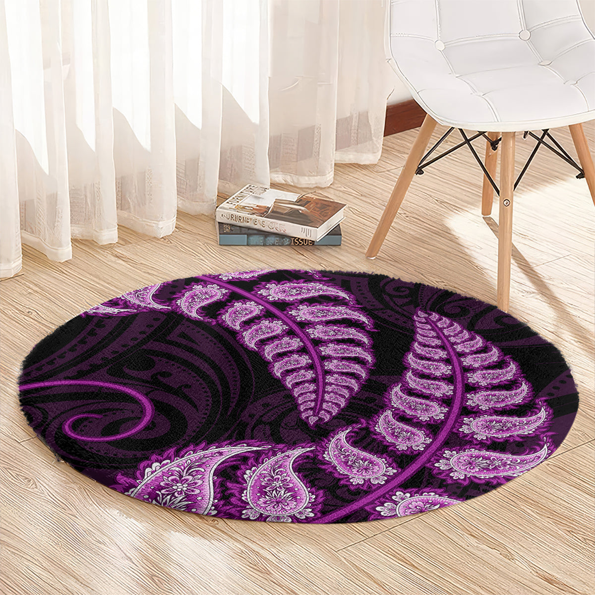 purple-new-zealand-paisley-silver-fern-round-carpet-aotearoa-maori