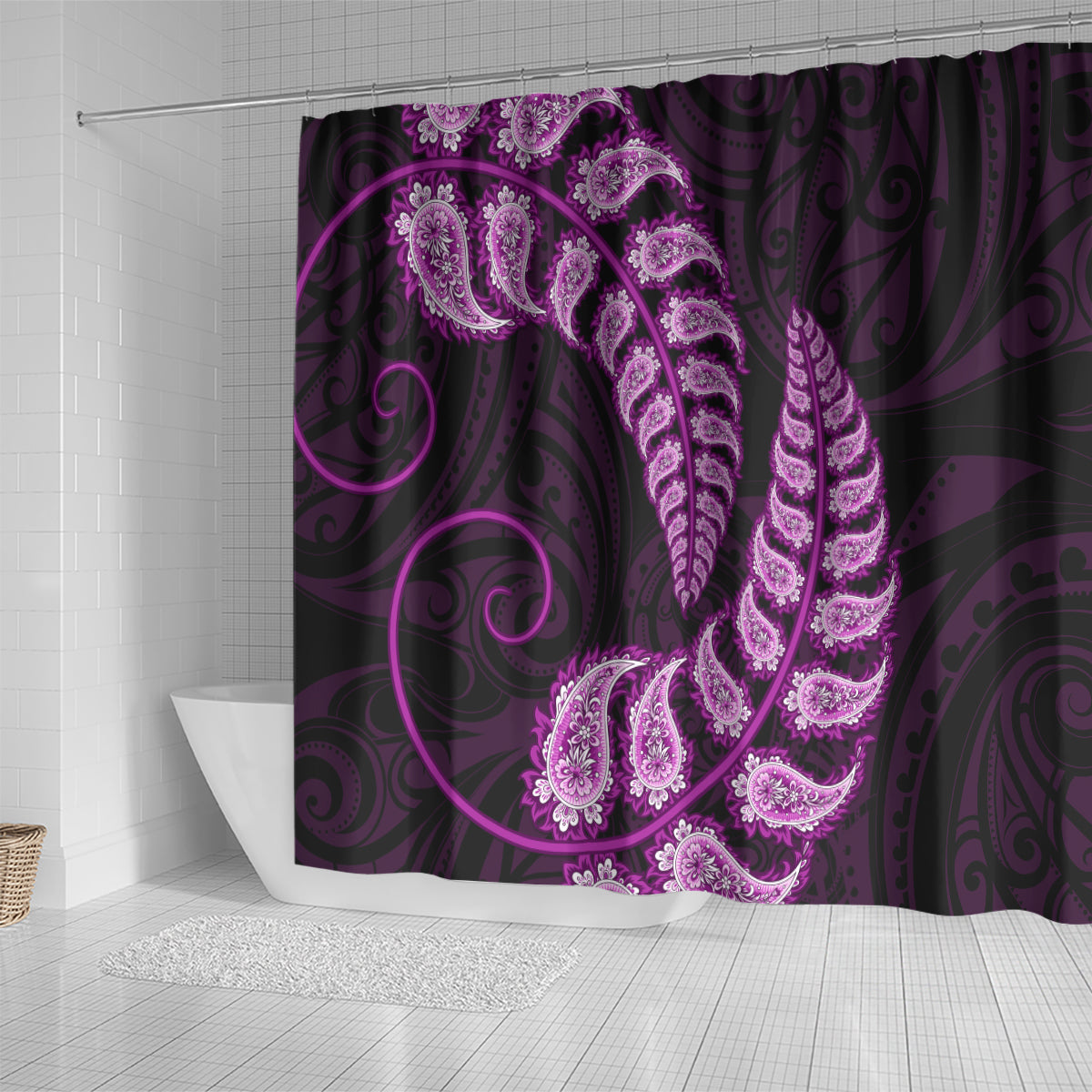 purple-new-zealand-paisley-silver-fern-shower-curtain-aotearoa-maori