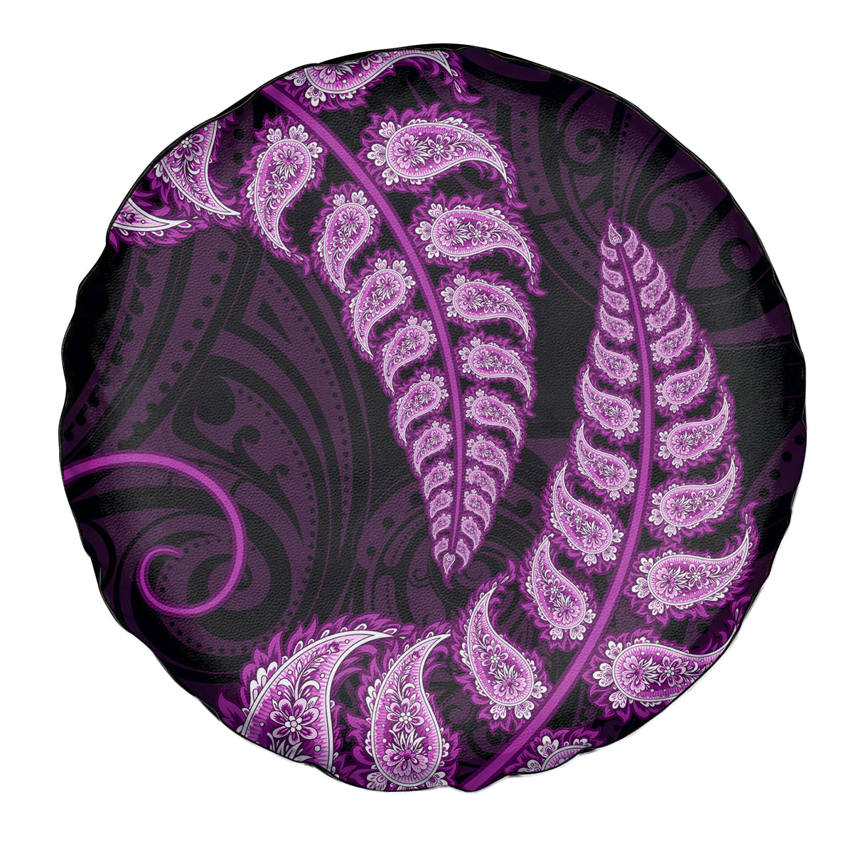 Purple New Zealand Paisley Silver Fern Spare Tire Cover Aotearoa Maori - Vibe Hoodie Shop