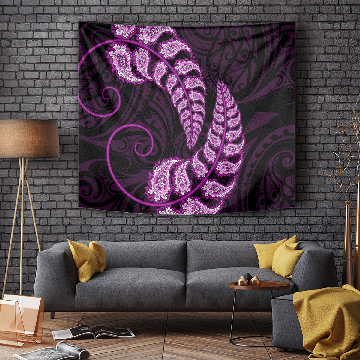 Purple New Zealand Paisley Silver Fern Tapestry Aotearoa Maori - Vibe Hoodie Shop