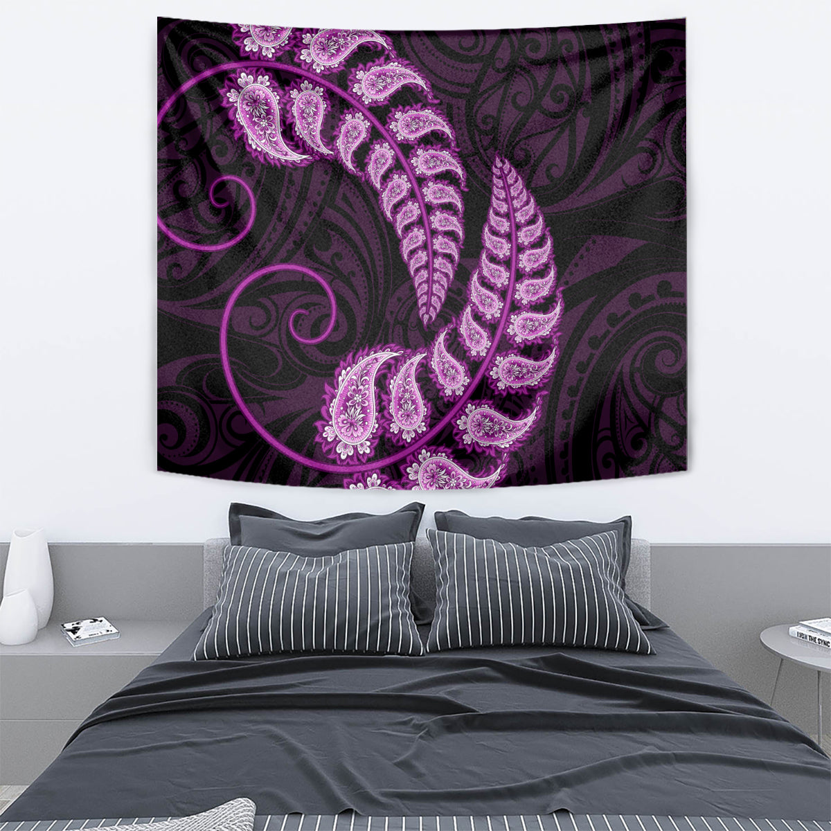 Purple New Zealand Paisley Silver Fern Tapestry Aotearoa Maori - Vibe Hoodie Shop