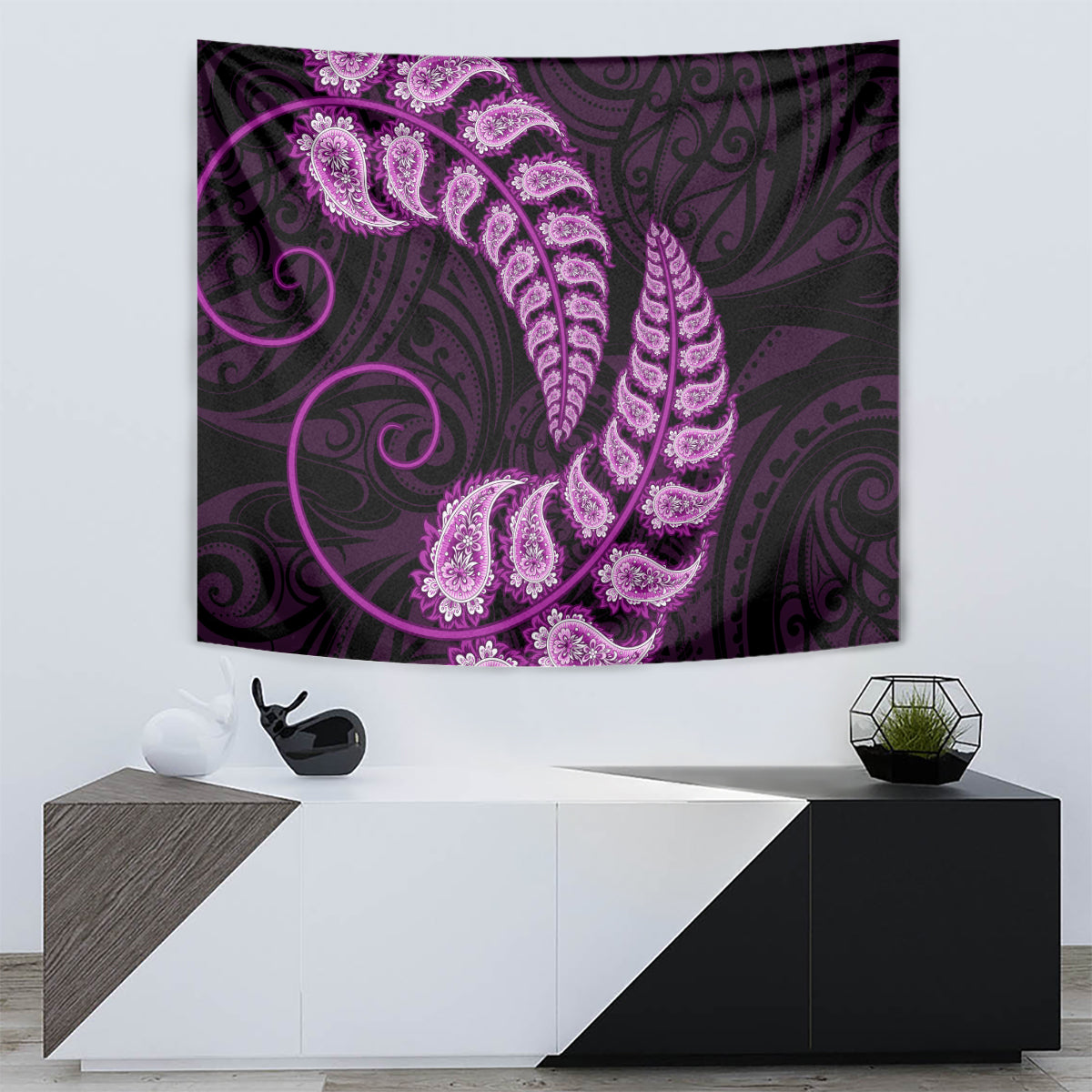 Purple New Zealand Paisley Silver Fern Tapestry Aotearoa Maori - Vibe Hoodie Shop