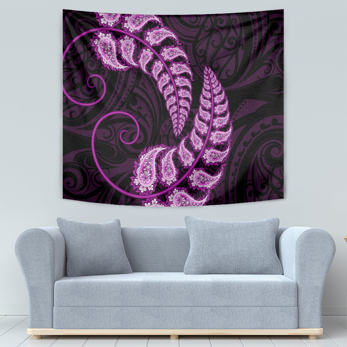 Purple New Zealand Paisley Silver Fern Tapestry Aotearoa Maori - Vibe Hoodie Shop