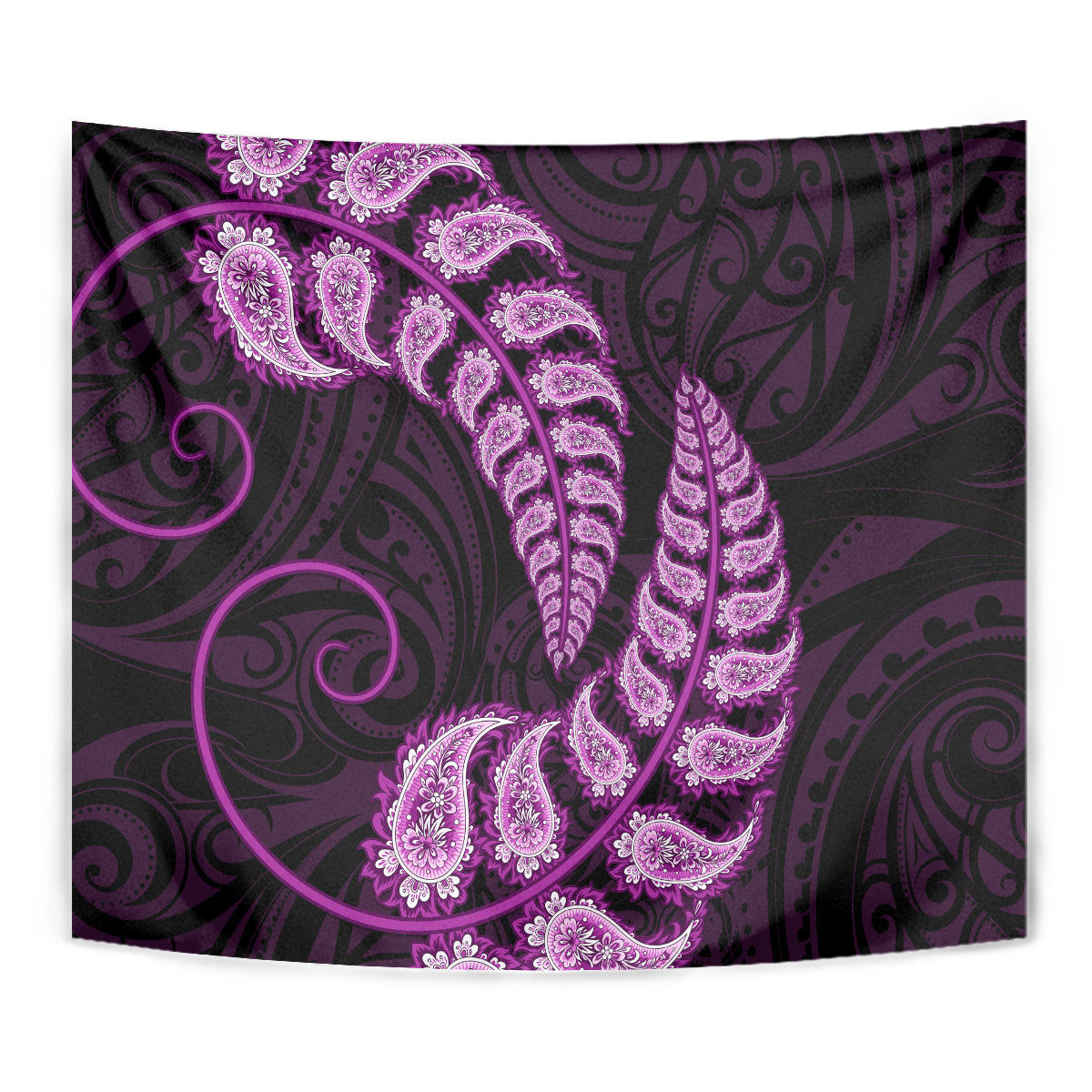 Purple New Zealand Paisley Silver Fern Tapestry Aotearoa Maori - Vibe Hoodie Shop