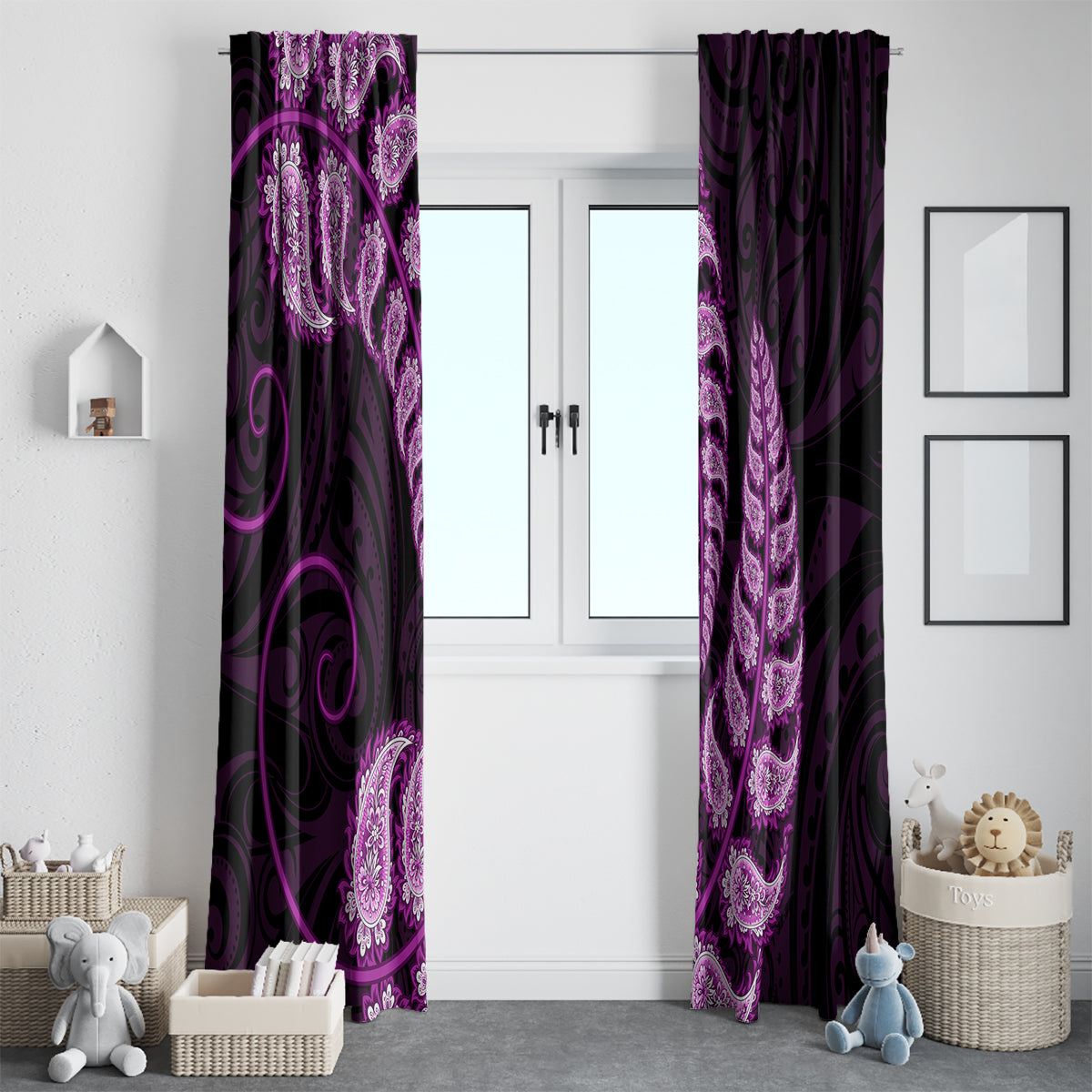 purple-new-zealand-paisley-silver-fern-window-curtain-aotearoa-maori