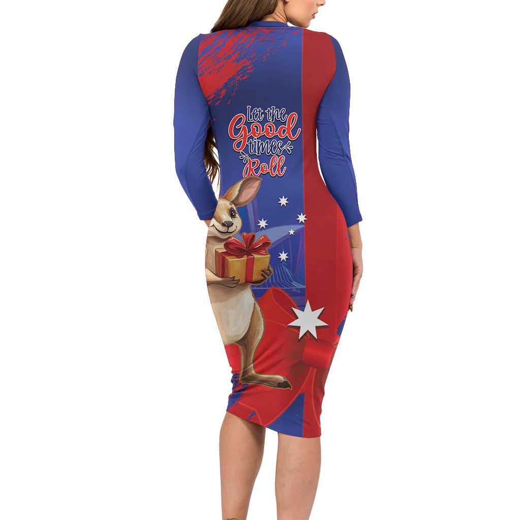 Happy Boxing Day Australia Long Sleeve Bodycon Dress Let The Good Time Roll!