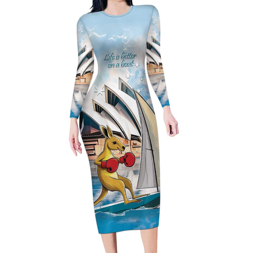 Personalised Australia Sailing Family Matching Long Sleeve Bodycon Dress and Hawaiian Shirt Life Is Better On A Boat