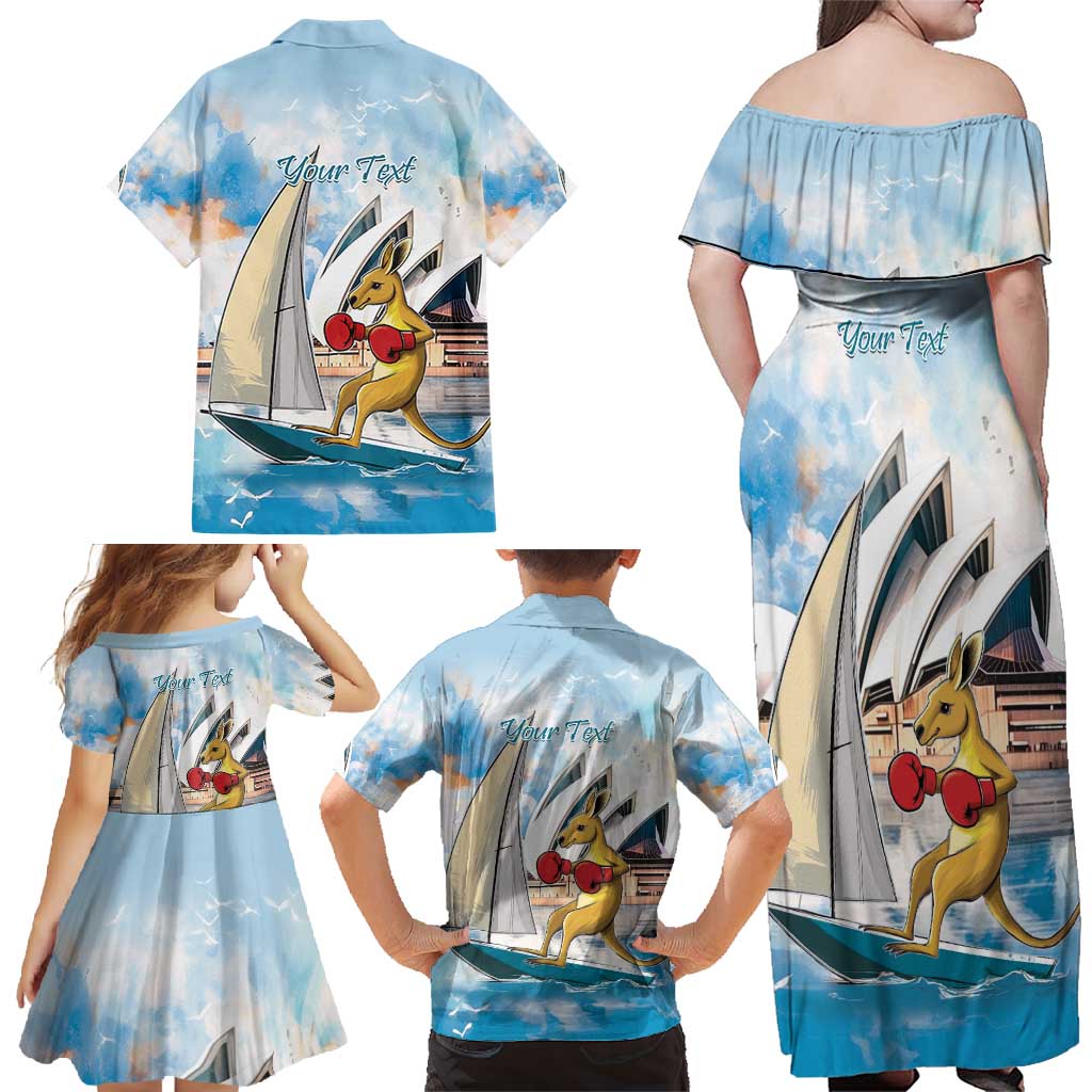 Personalised Australia Sailing Family Matching Off Shoulder Maxi Dress and Hawaiian Shirt Life Is Better On A Boat