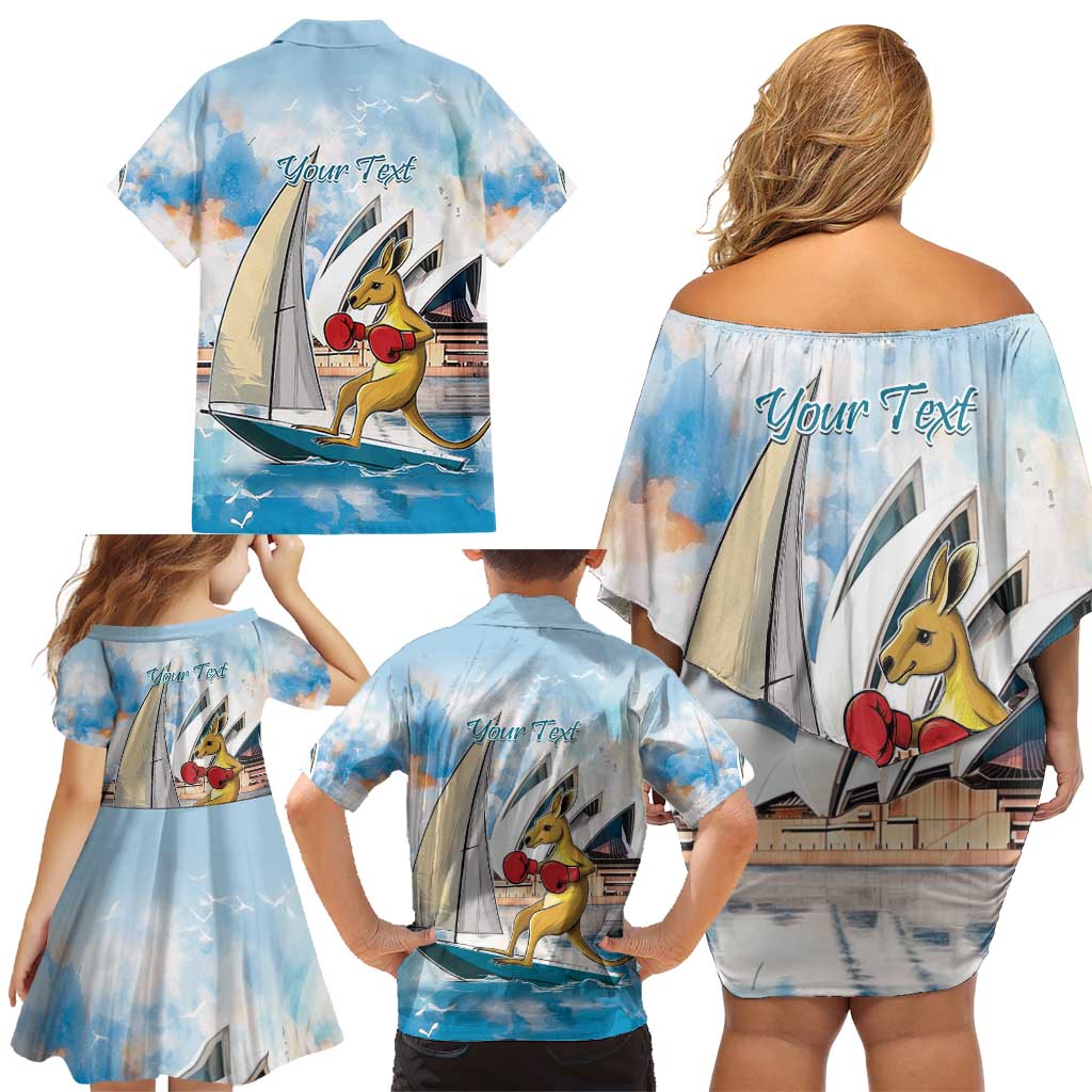 Personalised Australia Sailing Family Matching Off Shoulder Short Dress and Hawaiian Shirt Life Is Better On A Boat