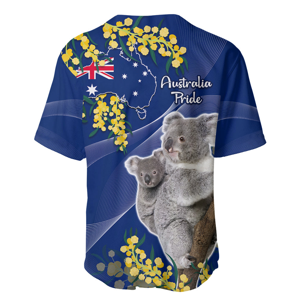 Australia Day Baseball Jersey Proud To Be An Aussie Koala With Map Golden Wattle - Vibe Hoodie Shop