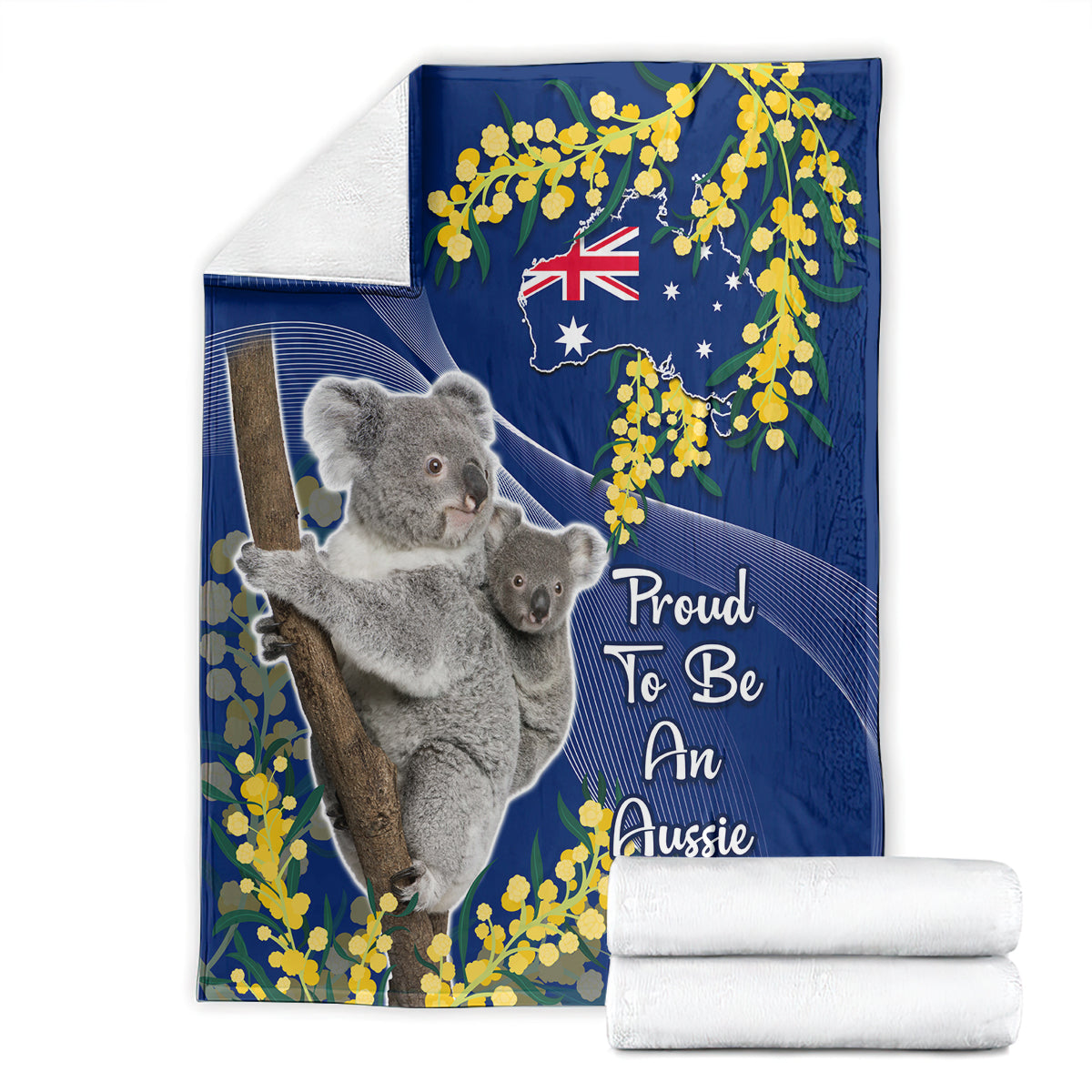 Australia Day Blanket Proud To Be An Aussie Koala With Map Golden Wattle - Vibe Hoodie Shop