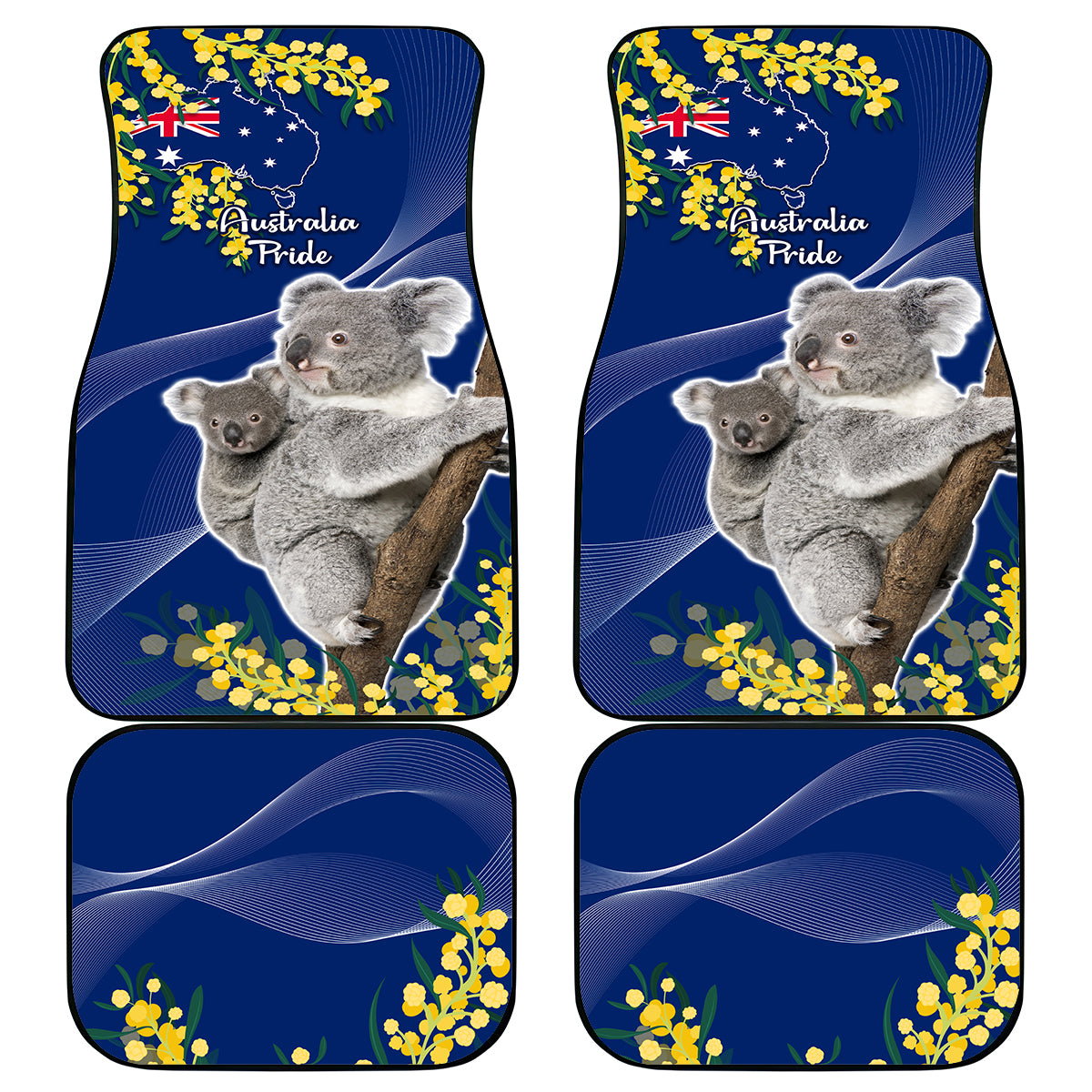 Australia Day Car Mats Proud To Be An Aussie Koala With Map Golden Wattle