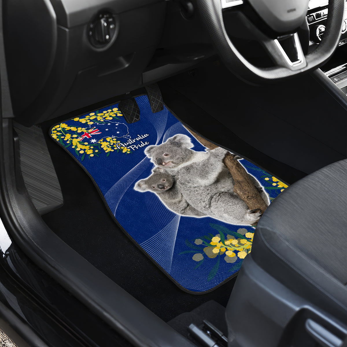 Australia Day Car Mats Proud To Be An Aussie Koala With Map Golden Wattle