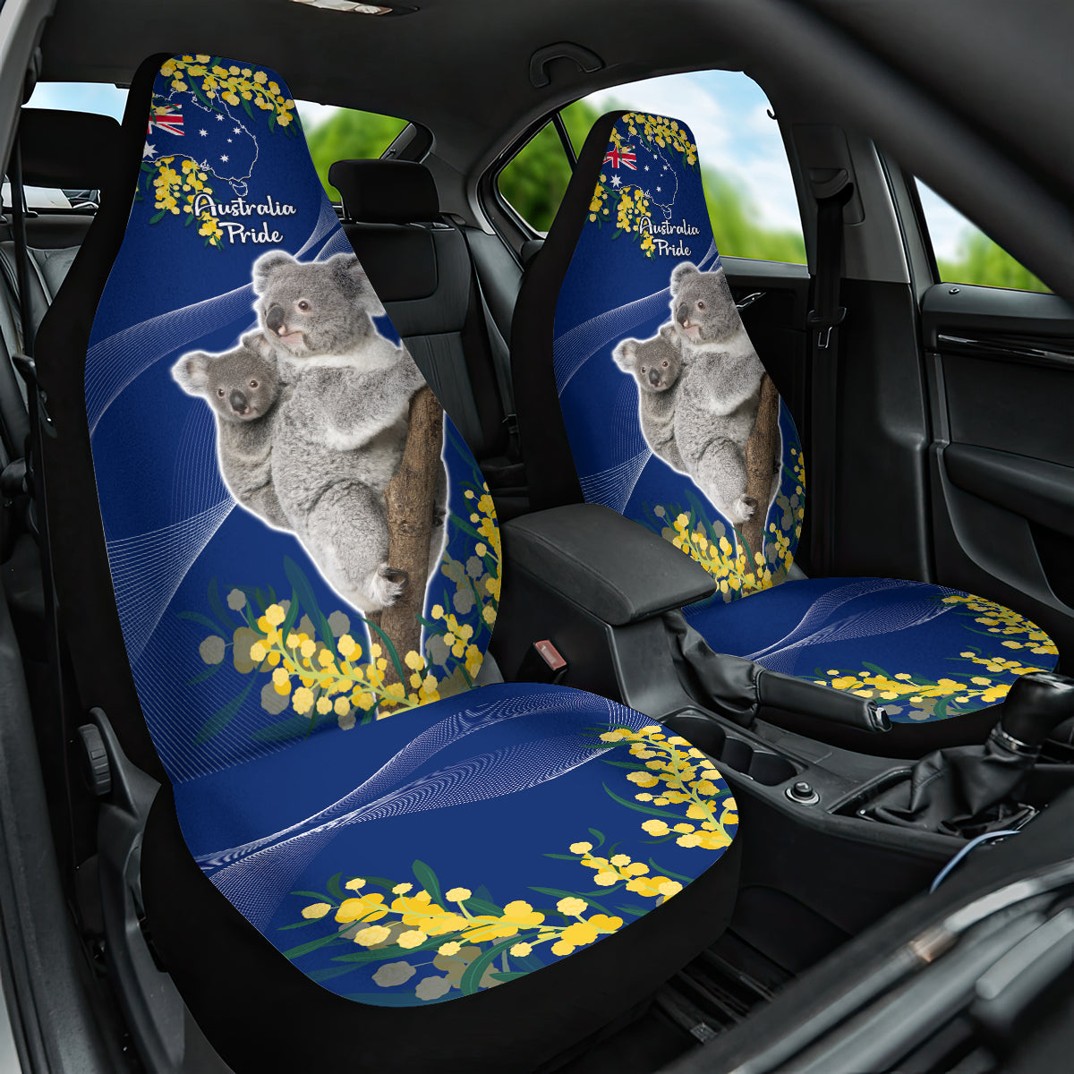 Australia Day Car Seat Cover Proud To Be An Aussie Koala With Map Golden Wattle - Vibe Hoodie Shop