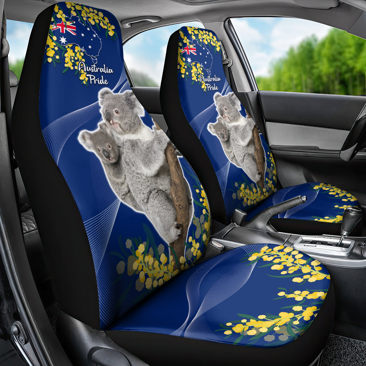 Australia Day Car Seat Cover Proud To Be An Aussie Koala With Map Golden Wattle - Vibe Hoodie Shop