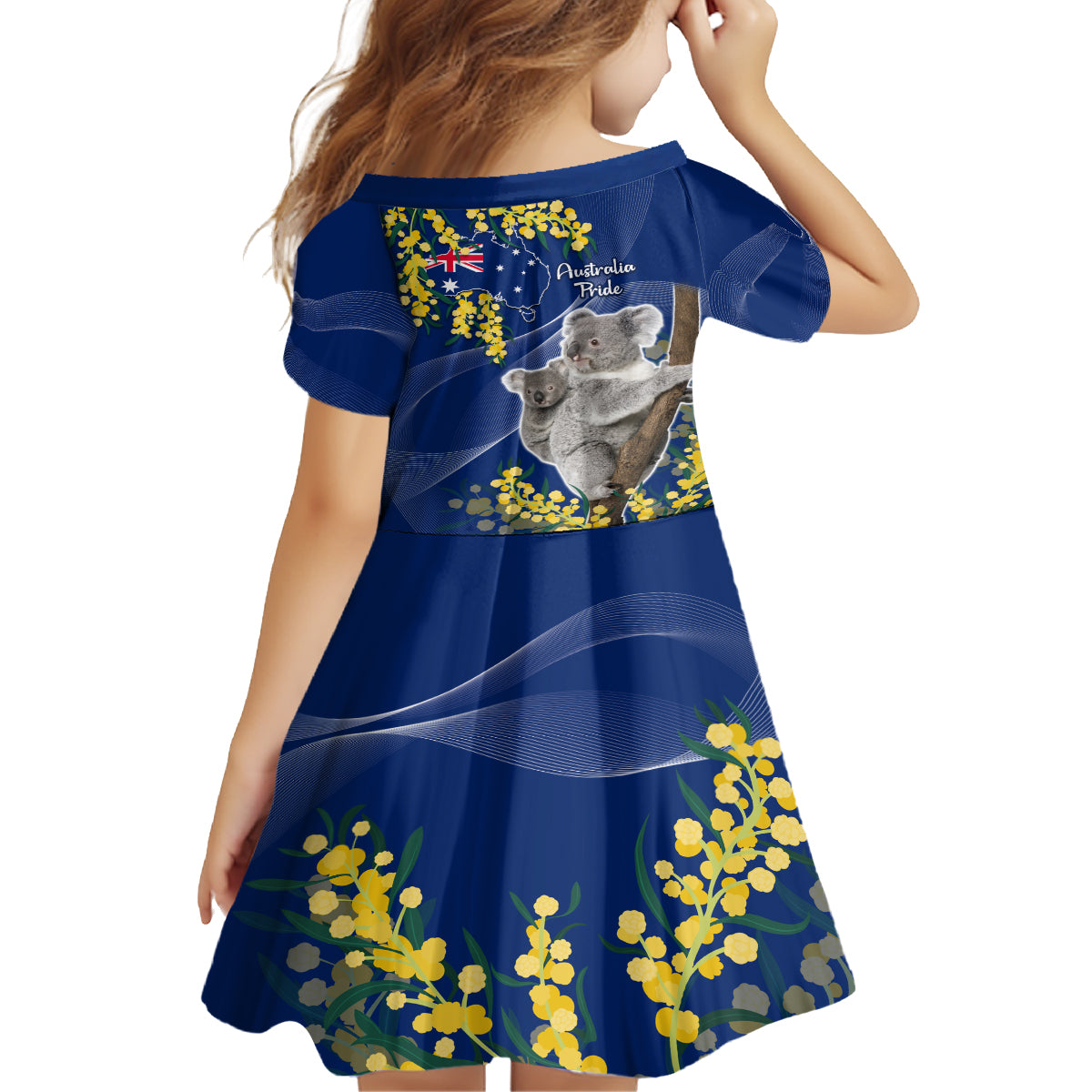 Australia Day Family Matching Long Sleeve Bodycon Dress and Hawaiian Shirt Proud To Be An Aussie Koala With Map Golden Wattle