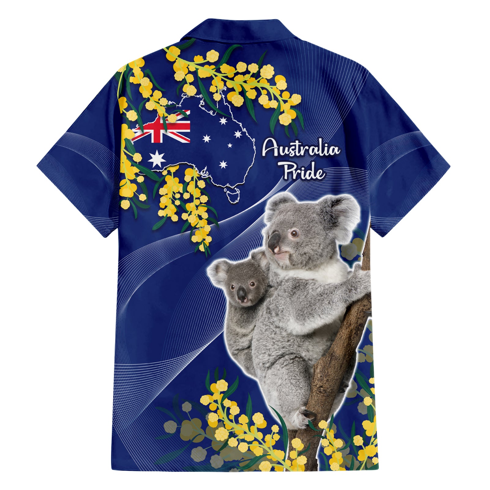 Australia Day Family Matching Short Sleeve Bodycon Dress and Hawaiian Shirt Proud To Be An Aussie Koala With Map Golden Wattle