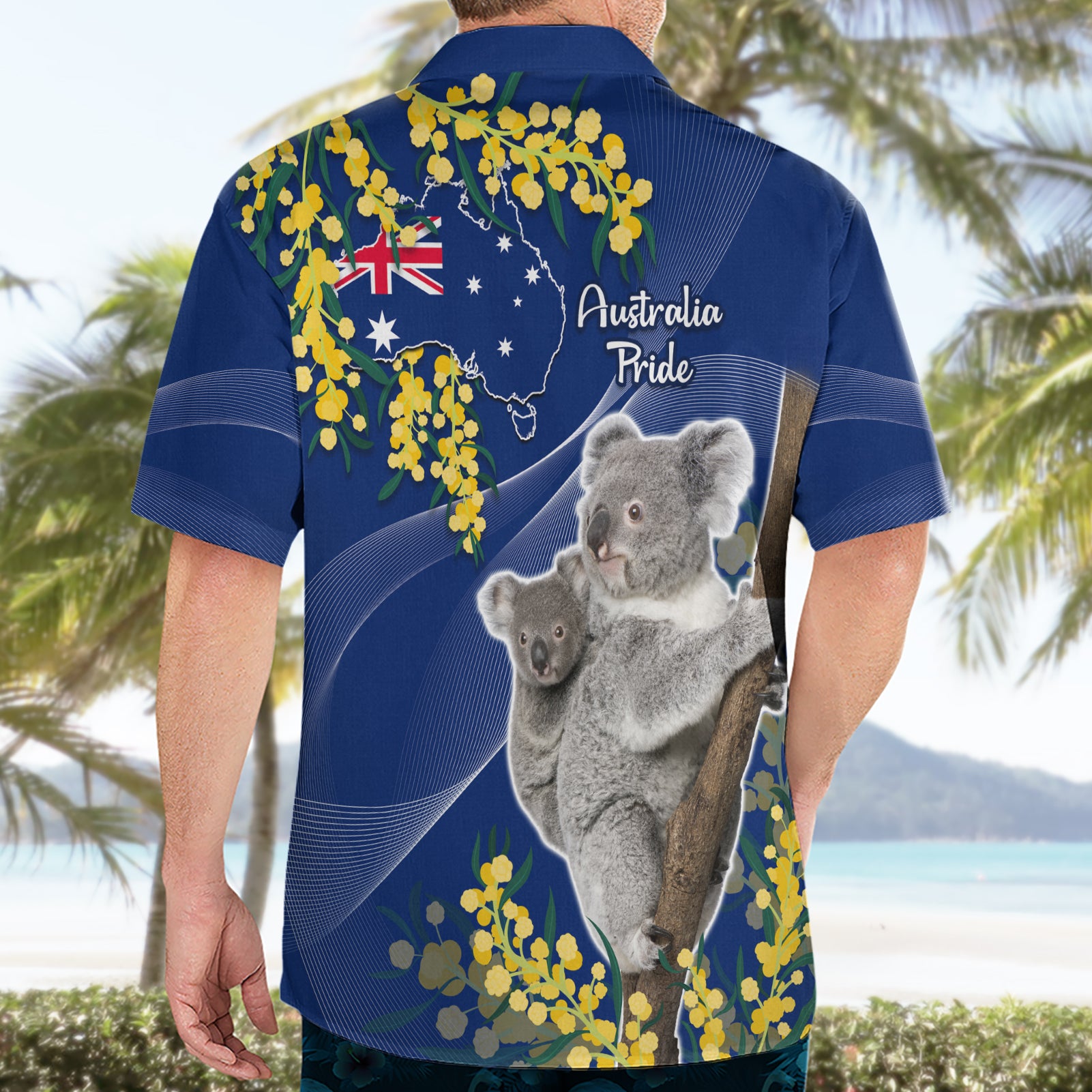 Australia Day Hawaiian Shirt Proud To Be An Aussie Koala With Map Golden Wattle - Vibe Hoodie Shop