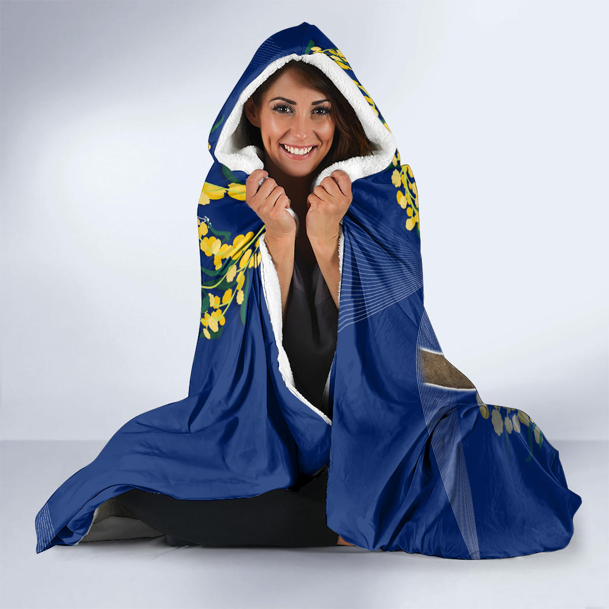 Australia Day Hooded Blanket Proud To Be An Aussie Koala With Map Golden Wattle