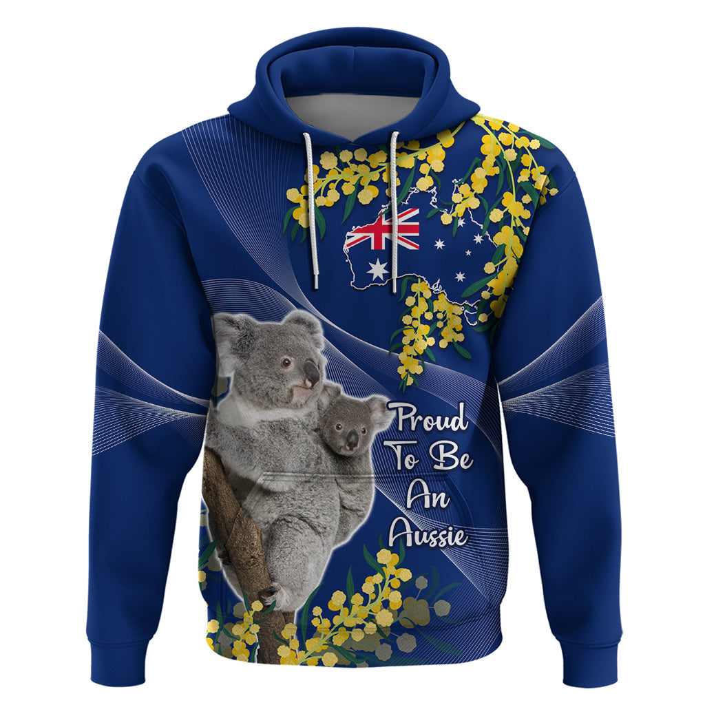 Australia Day Hoodie Proud To Be An Aussie Koala With Map Golden Wattle - Vibe Hoodie Shop