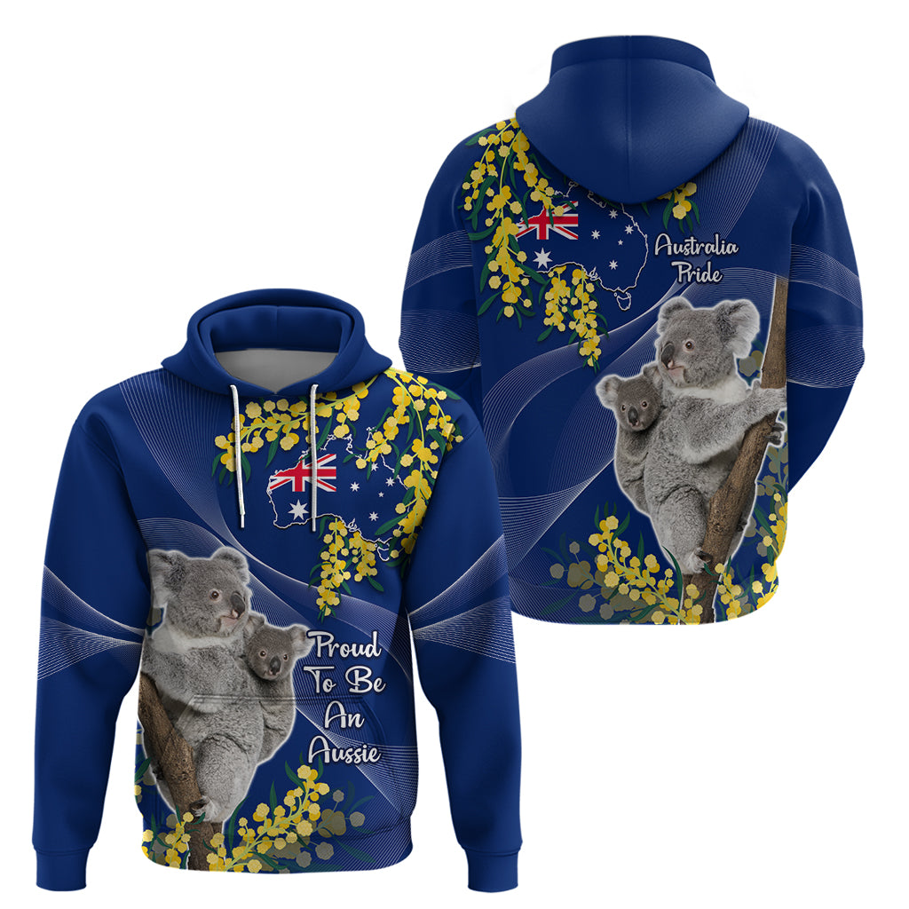 Australia Day Hoodie Proud To Be An Aussie Koala With Map Golden Wattle - Vibe Hoodie Shop