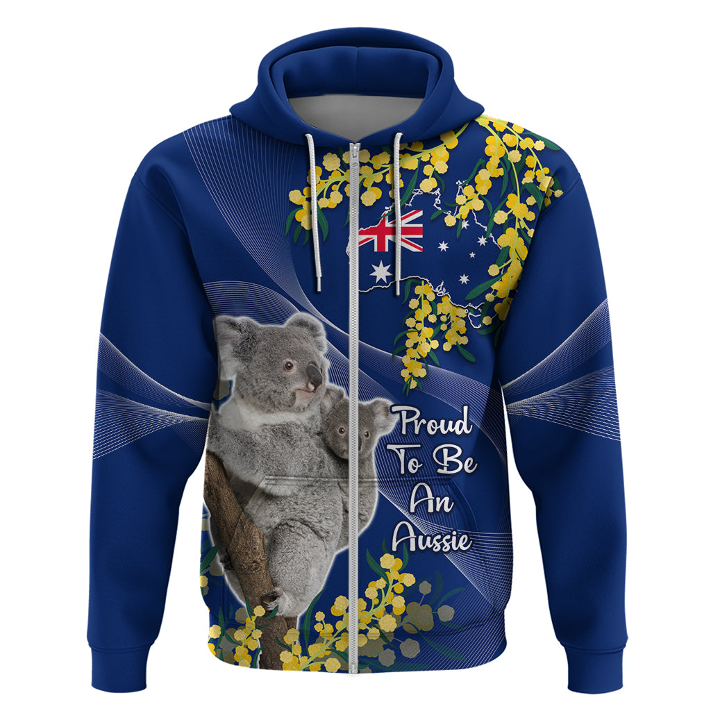 Australia Day Hoodie Proud To Be An Aussie Koala With Map Golden Wattle - Vibe Hoodie Shop