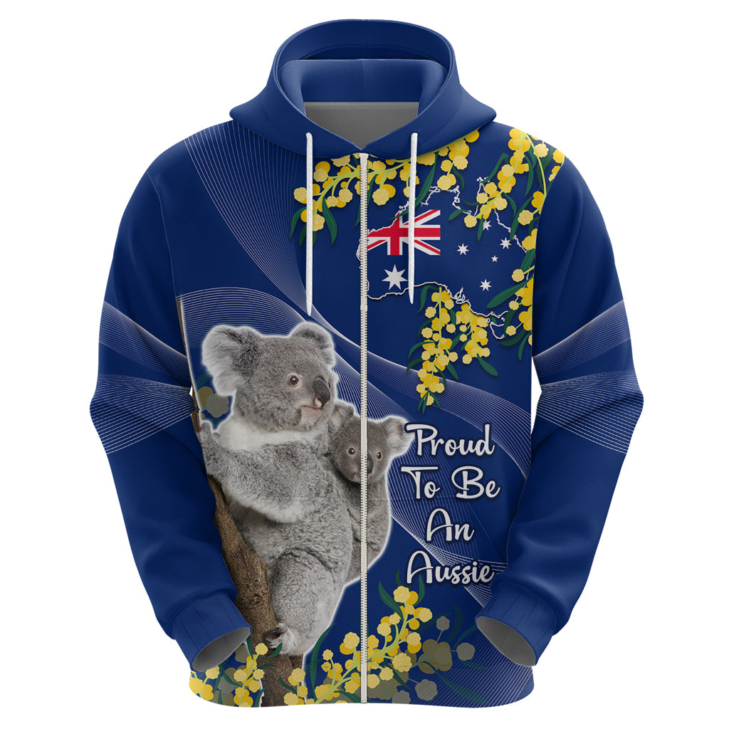 Australia Day Hoodie Proud To Be An Aussie Koala With Map Golden Wattle - Vibe Hoodie Shop