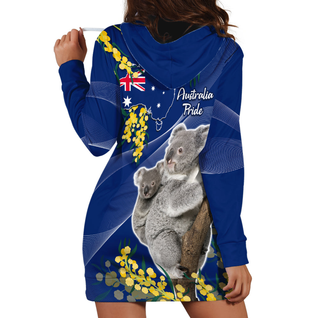 Australia Day Hoodie Dress Proud To Be An Aussie Koala With Map Golden Wattle - Vibe Hoodie Shop