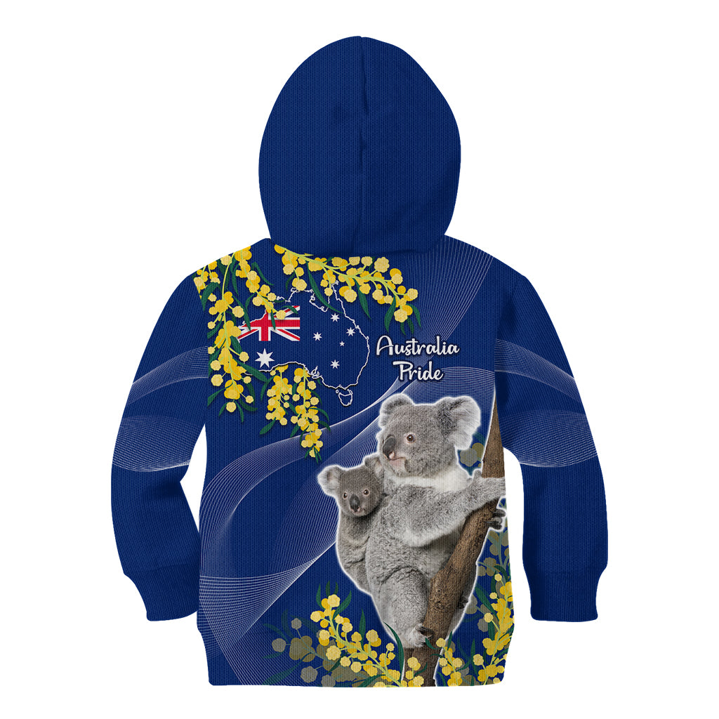 Australia Day Kid Hoodie Proud To Be An Aussie Koala With Map Golden Wattle - Vibe Hoodie Shop