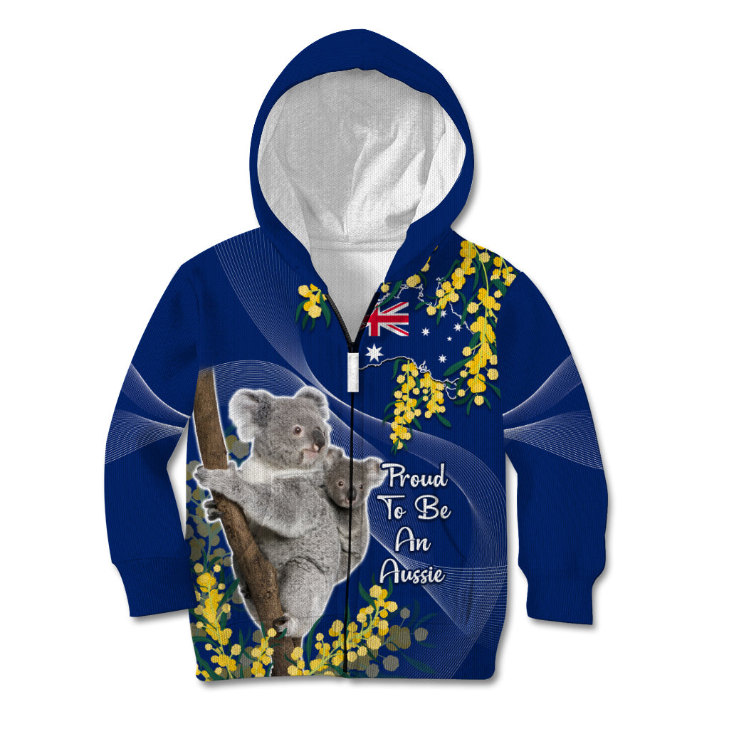 Australia Day Kid Hoodie Proud To Be An Aussie Koala With Map Golden Wattle - Vibe Hoodie Shop