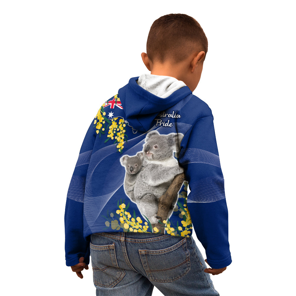 Australia Day Kid Hoodie Proud To Be An Aussie Koala With Map Golden Wattle - Vibe Hoodie Shop