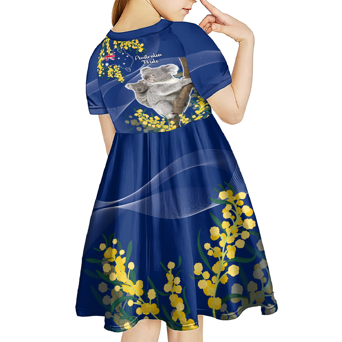 Australia Day Kid Short Sleeve Dress Proud To Be An Aussie Koala With Map Golden Wattle - Vibe Hoodie Shop