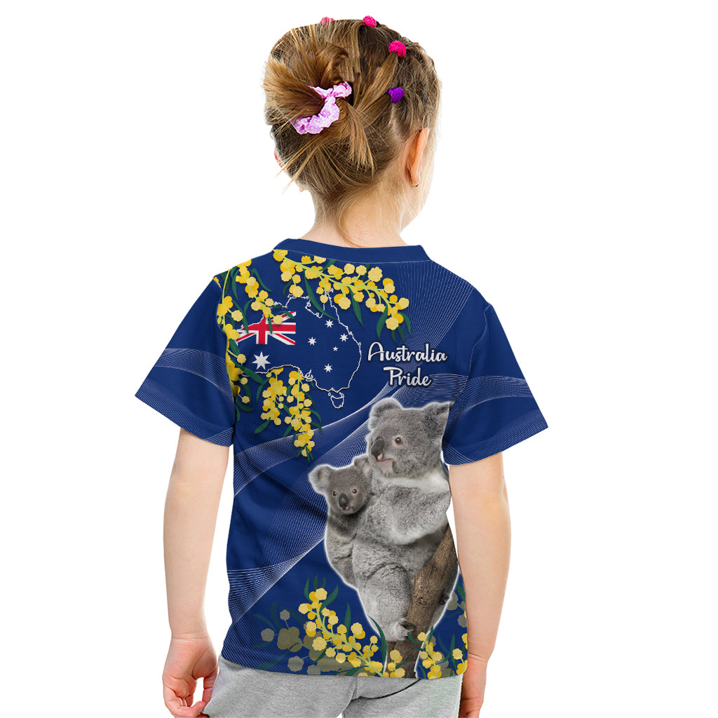 Australia Day Kid T Shirt Proud To Be An Aussie Koala With Map Golden Wattle - Vibe Hoodie Shop