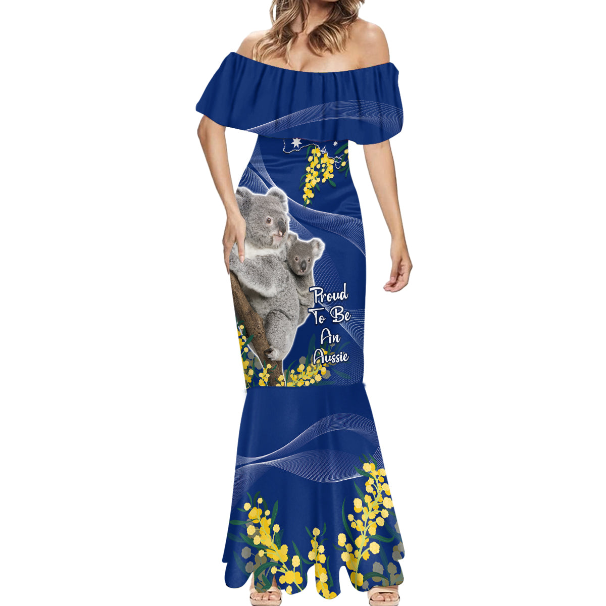 Australia Day Mermaid Dress Proud To Be An Aussie Koala With Map Golden Wattle