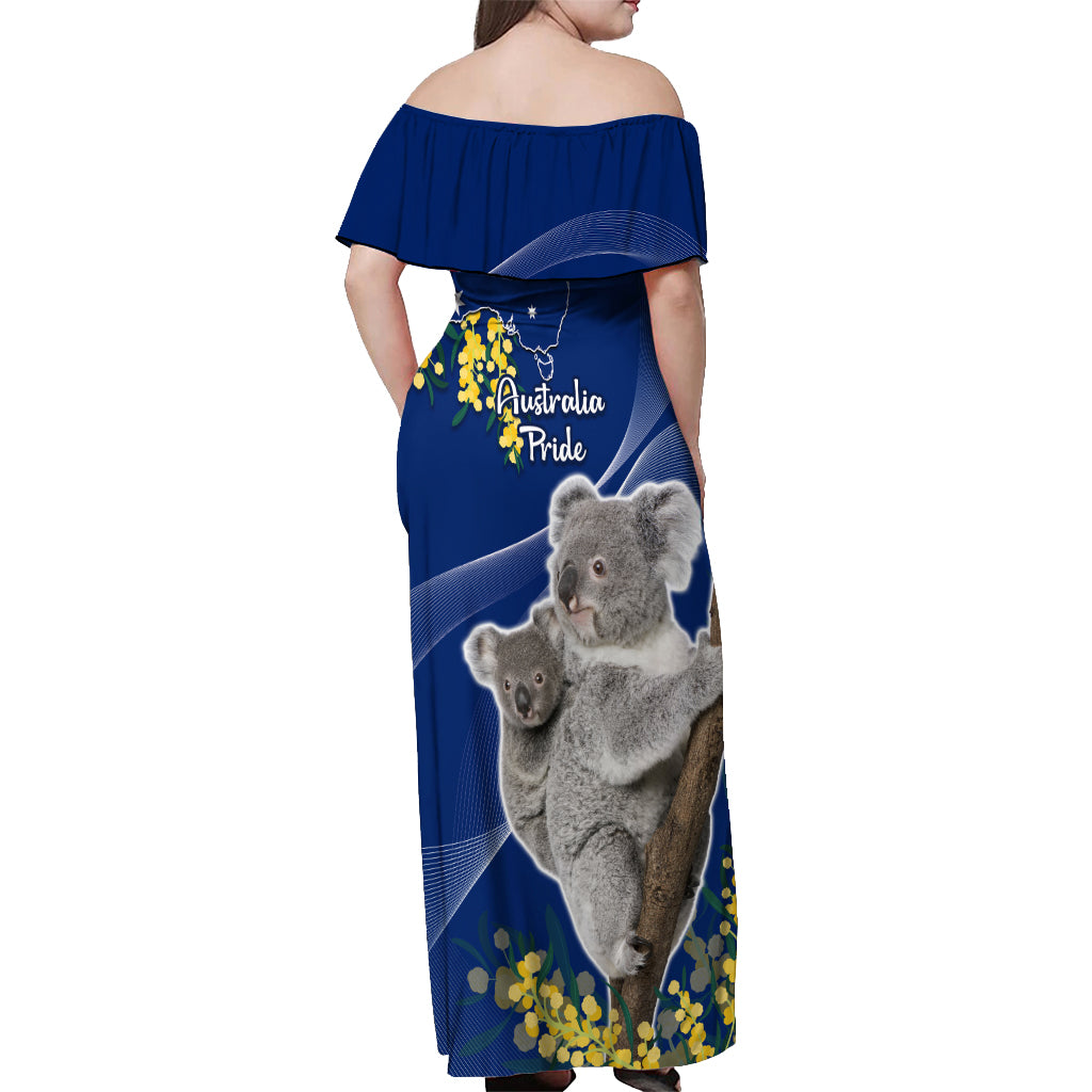 Australia Day Off Shoulder Maxi Dress Proud To Be An Aussie Koala With Map Golden Wattle