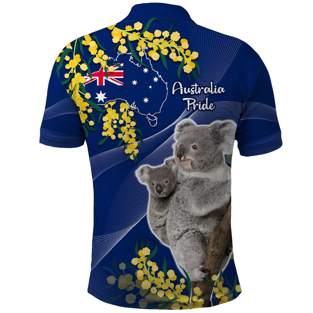 Australia Day Polo Shirt Proud To Be An Aussie Koala With Map Golden Wattle - Vibe Hoodie Shop