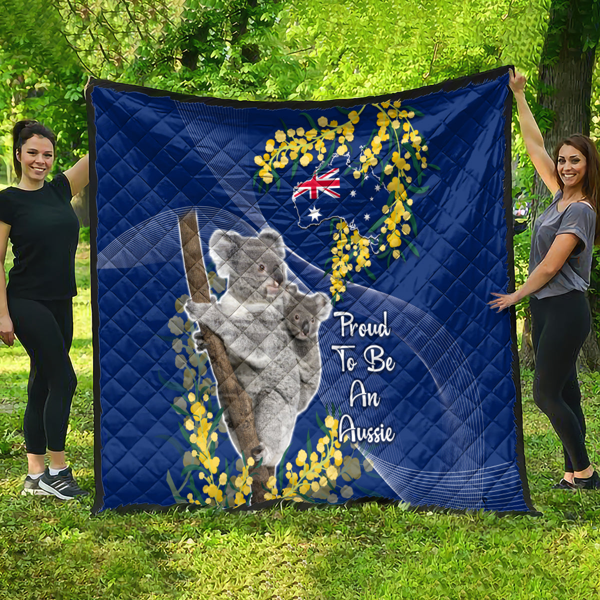 Australia Day Quilt Proud To Be An Aussie Koala With Map Golden Wattle - Vibe Hoodie Shop