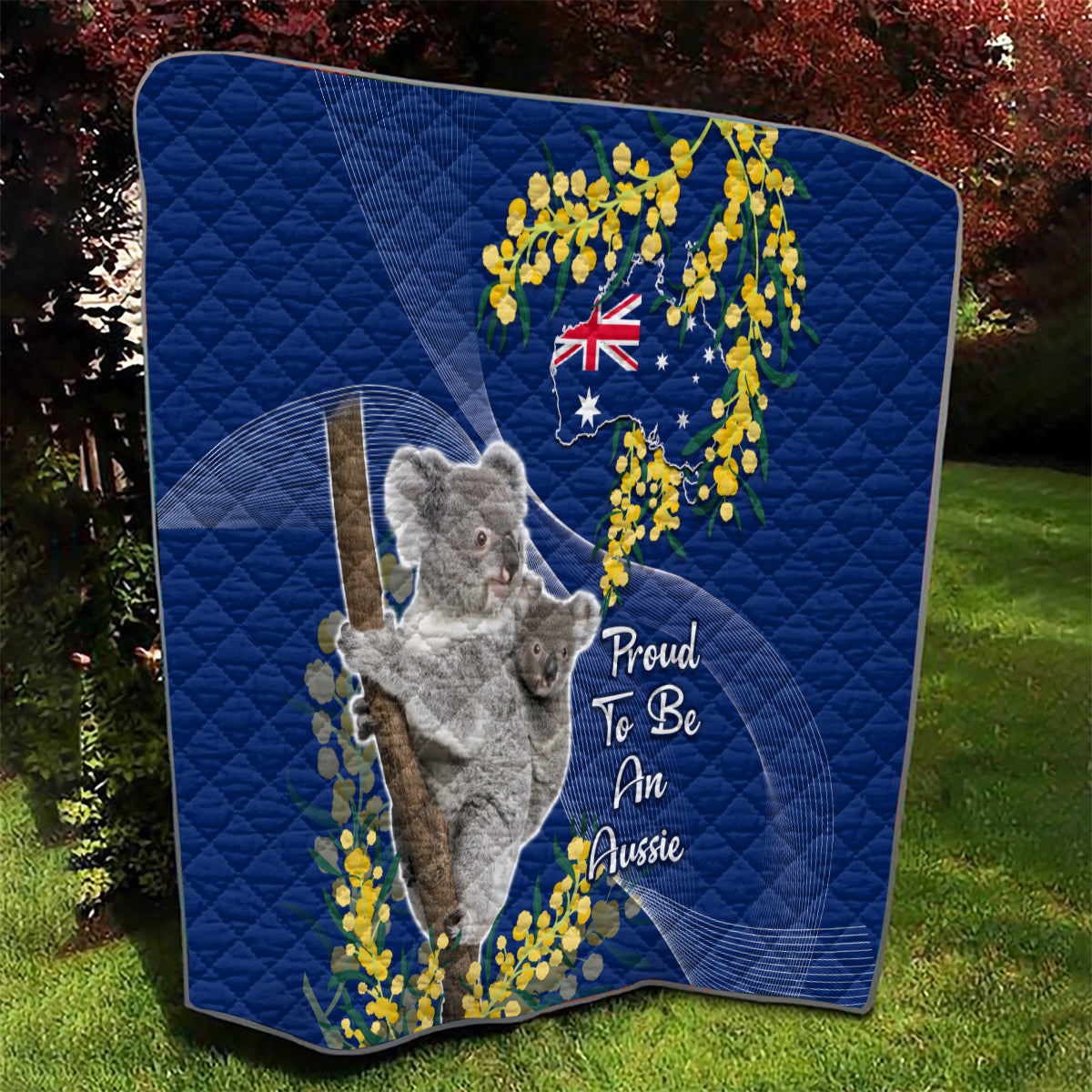 Australia Day Quilt Proud To Be An Aussie Koala With Map Golden Wattle - Vibe Hoodie Shop