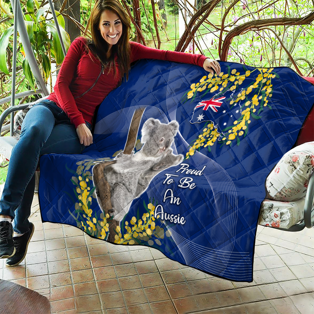 Australia Day Quilt Proud To Be An Aussie Koala With Map Golden Wattle - Vibe Hoodie Shop