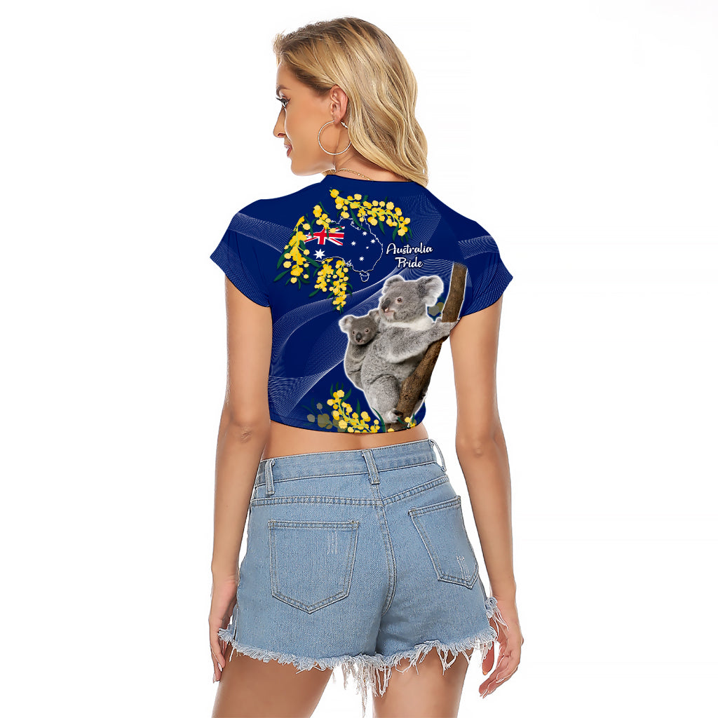 Australia Day Raglan Cropped T Shirt Proud To Be An Aussie Koala With Map Golden Wattle - Vibe Hoodie Shop