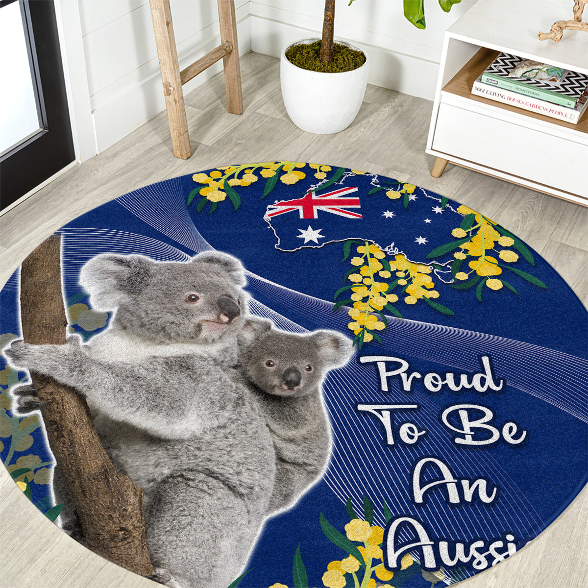 Australia Day Round Carpet Proud To Be An Aussie Koala With Map Golden Wattle