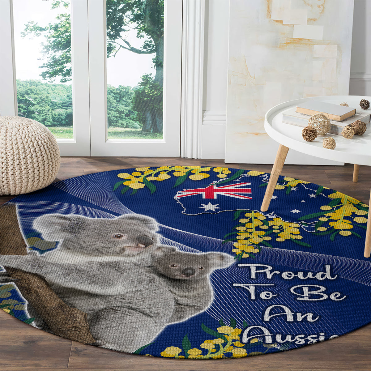 Australia Day Round Carpet Proud To Be An Aussie Koala With Map Golden Wattle