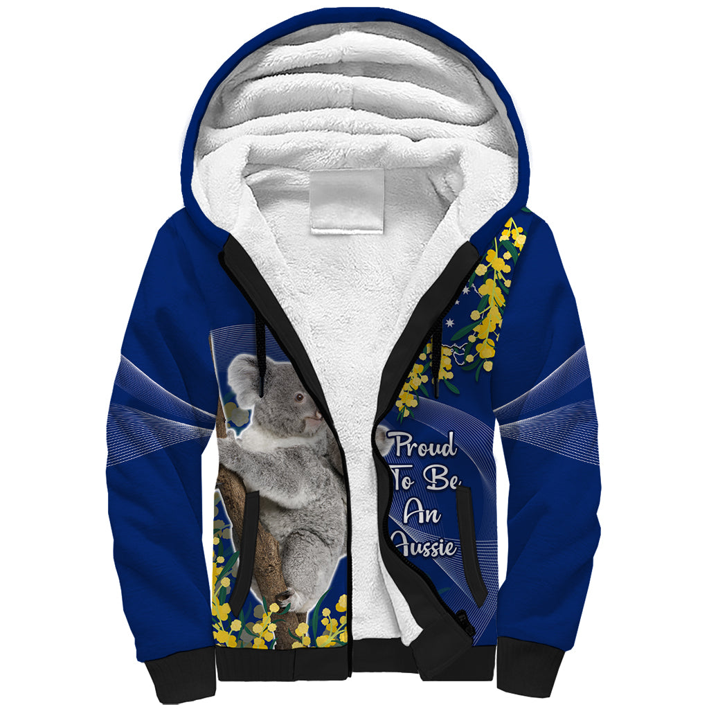 Australia Day Sherpa Hoodie Proud To Be An Aussie Koala With Map Golden Wattle - Vibe Hoodie Shop