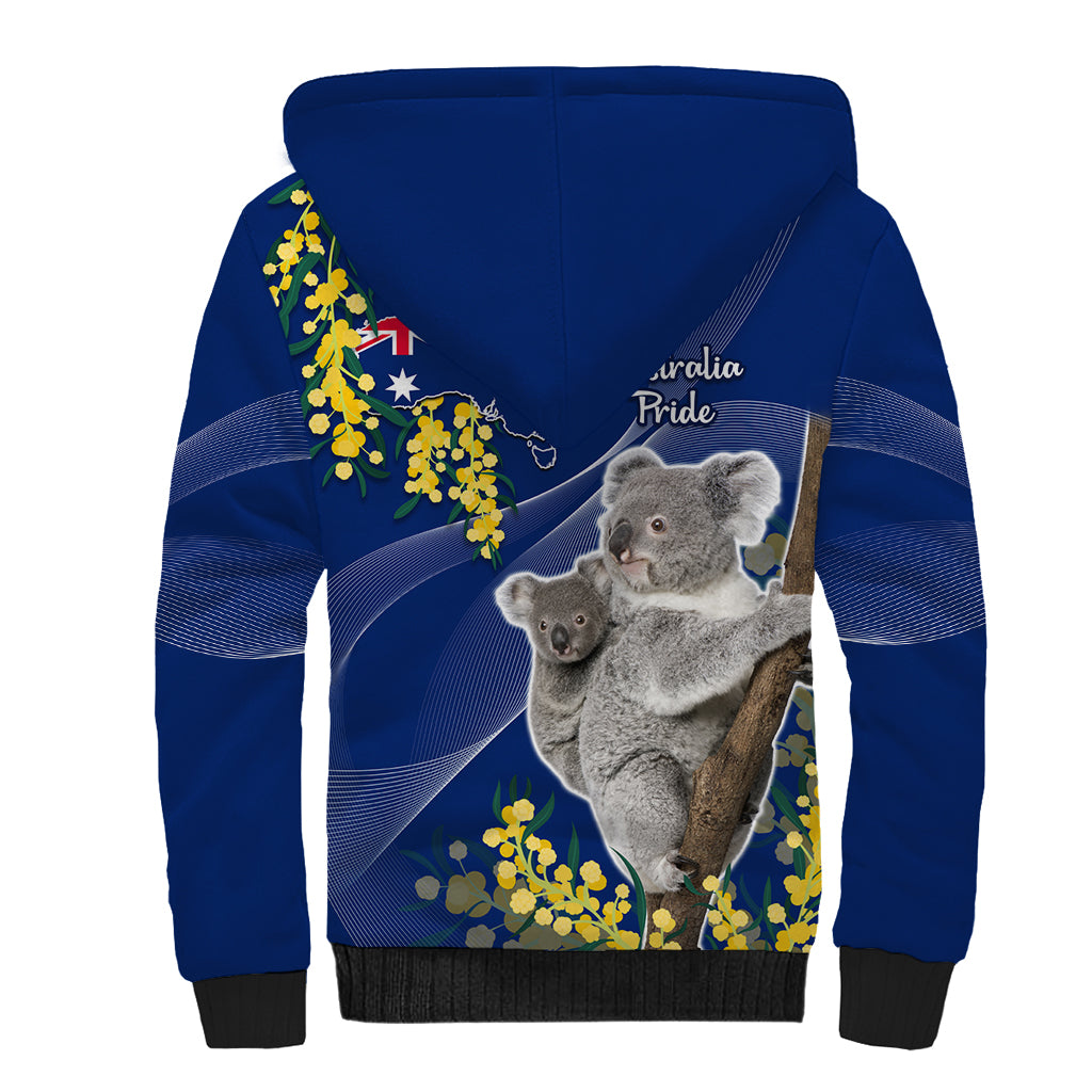 Australia Day Sherpa Hoodie Proud To Be An Aussie Koala With Map Golden Wattle - Vibe Hoodie Shop