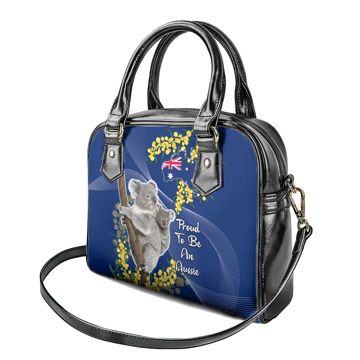 Australia Day Shoulder Handbag Proud To Be An Aussie Koala With Map Golden Wattle - Vibe Hoodie Shop