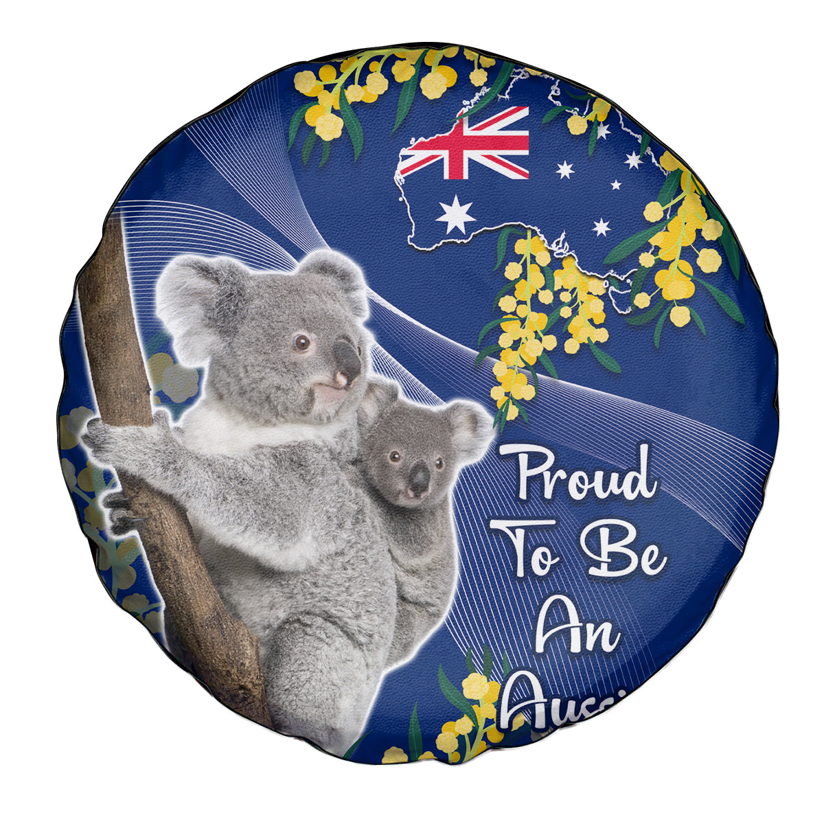 Australia Day Spare Tire Cover Proud To Be An Aussie Koala With Map Golden Wattle - Vibe Hoodie Shop