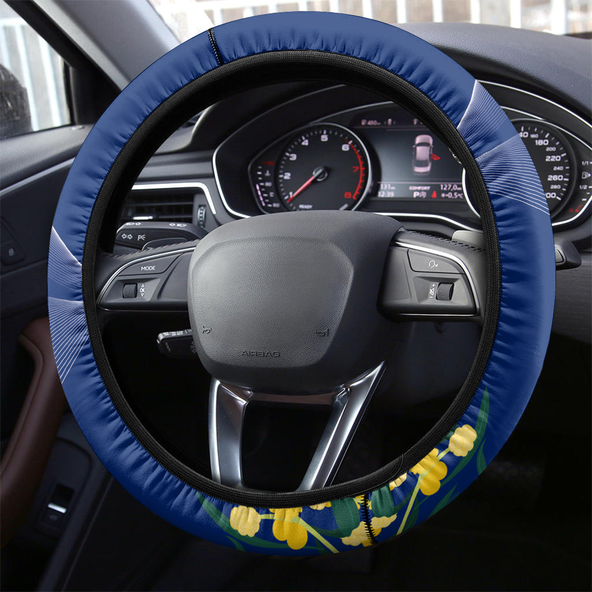 Australia Day Steering Wheel Cover Proud To Be An Aussie Koala With Map Golden Wattle