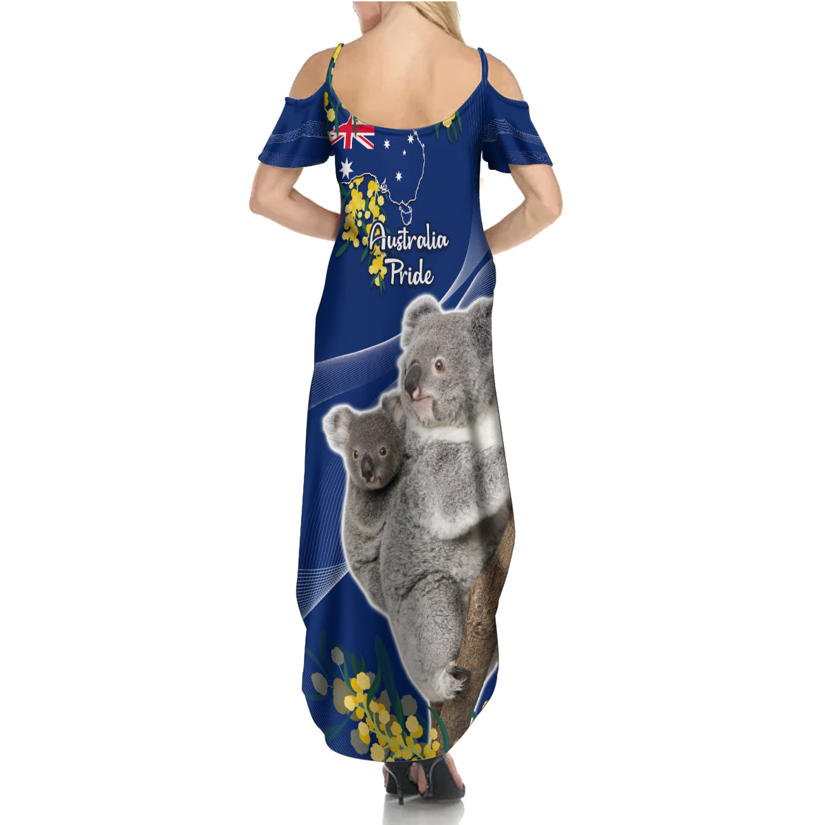 Australia Day Summer Maxi Dress Proud To Be An Aussie Koala With Map Golden Wattle