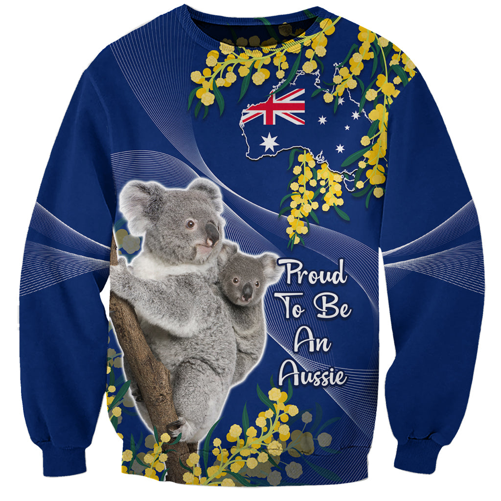 Australia Day Sweatshirt Proud To Be An Aussie Koala With Map Golden Wattle - Vibe Hoodie Shop